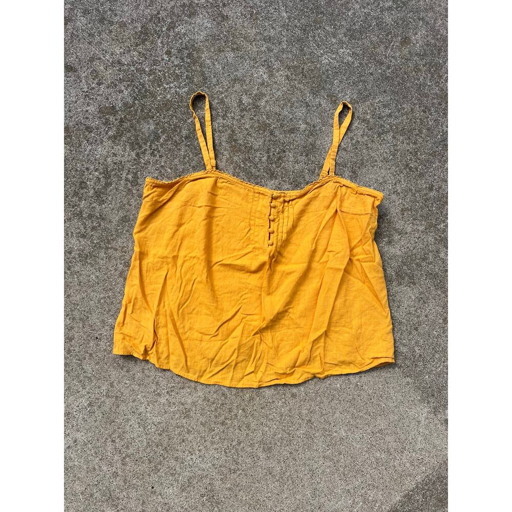 Sonoma Boho Tank Top Women XXL Mustard Button Front Sleeveless Streetwear Blouse